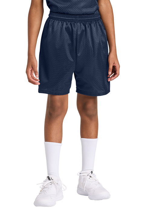 A4 Youth Sprint Mesh Short, Navy — plain blank, front