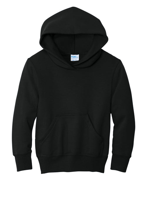 Port & Company PC78YH Youth Core Fleece Hoodie, jet black, flat front