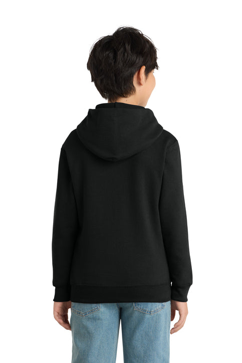 Port & Company PC78YH Youth Core Fleece Hoodie, jet black, back
